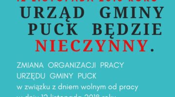 URZĄD GMINY PUCK będzie NIECZYNNY.