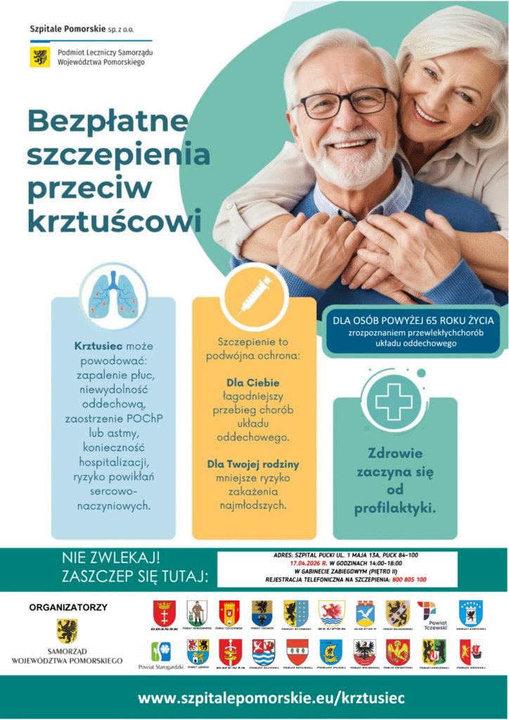 Grafika - bezpłatne szczepienia przeciw krztuścowi na osób 65+