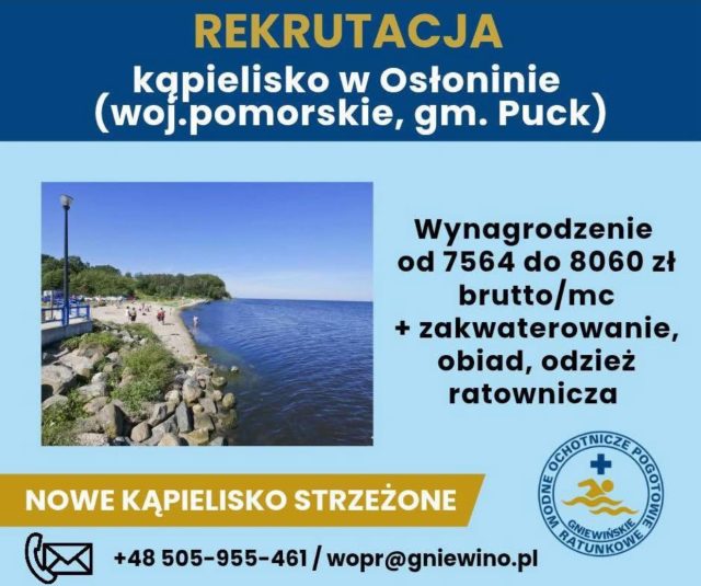 Ogłoszenie o rekrutacji - kąpielisko w Osłoninie