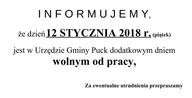 INFORMACJA UG NECZYNNY 12.01.2018_Urząd Gminy Puck informuje_01x