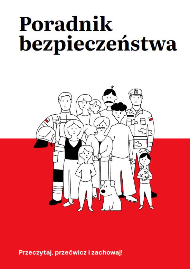 Rodzina czytająca Poradnik Bezpieczeństwa